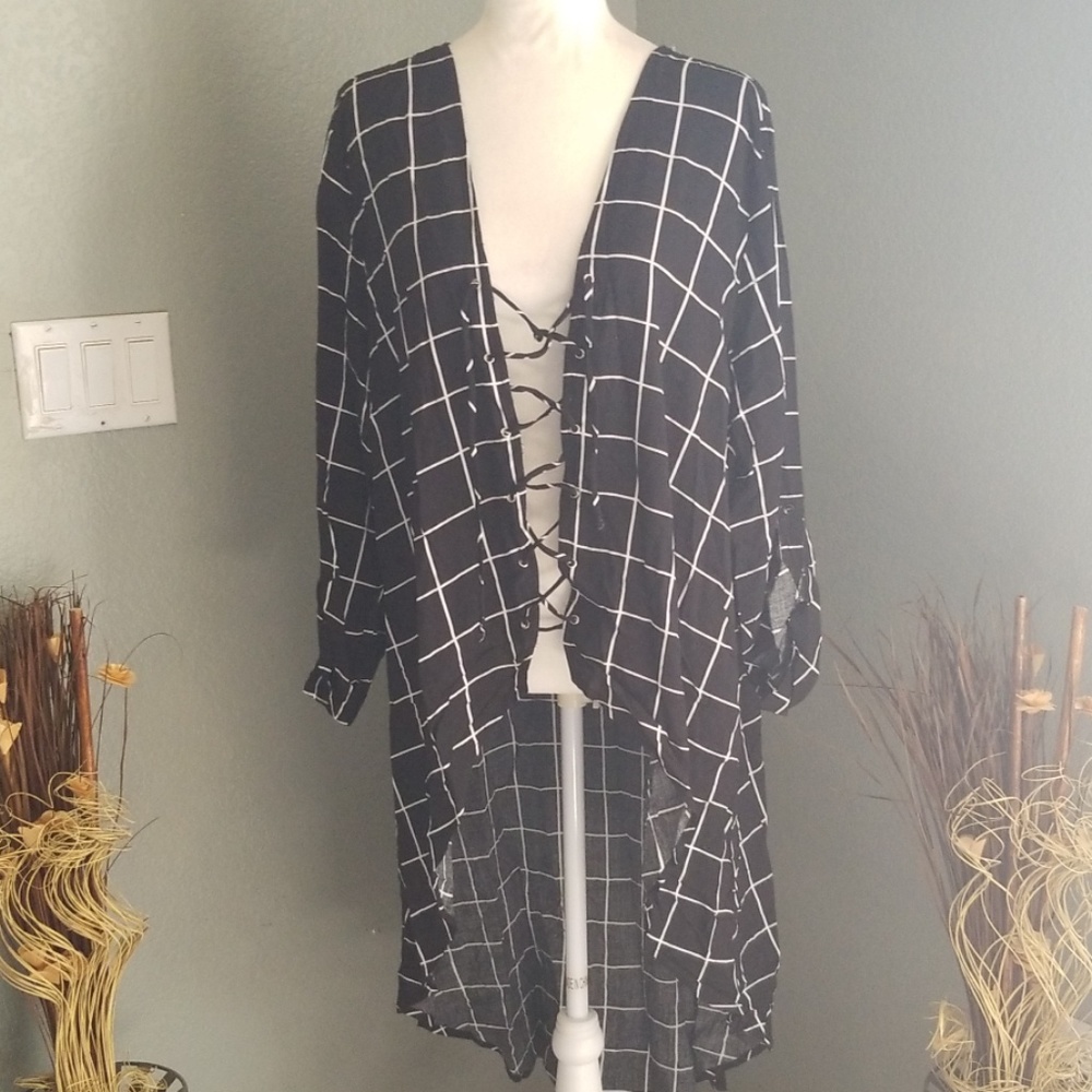 Hi-Lo lace up blouse